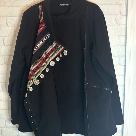 Leopards and Roses Short Fleece/Gheri Bone Button Jacket Size XL - Picture 9 of 11